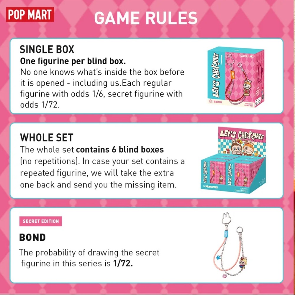 POP MART The Monsters Let's Checkmate Series-Pendant Blind Box Labubu Authentic - Picture 9 of 12